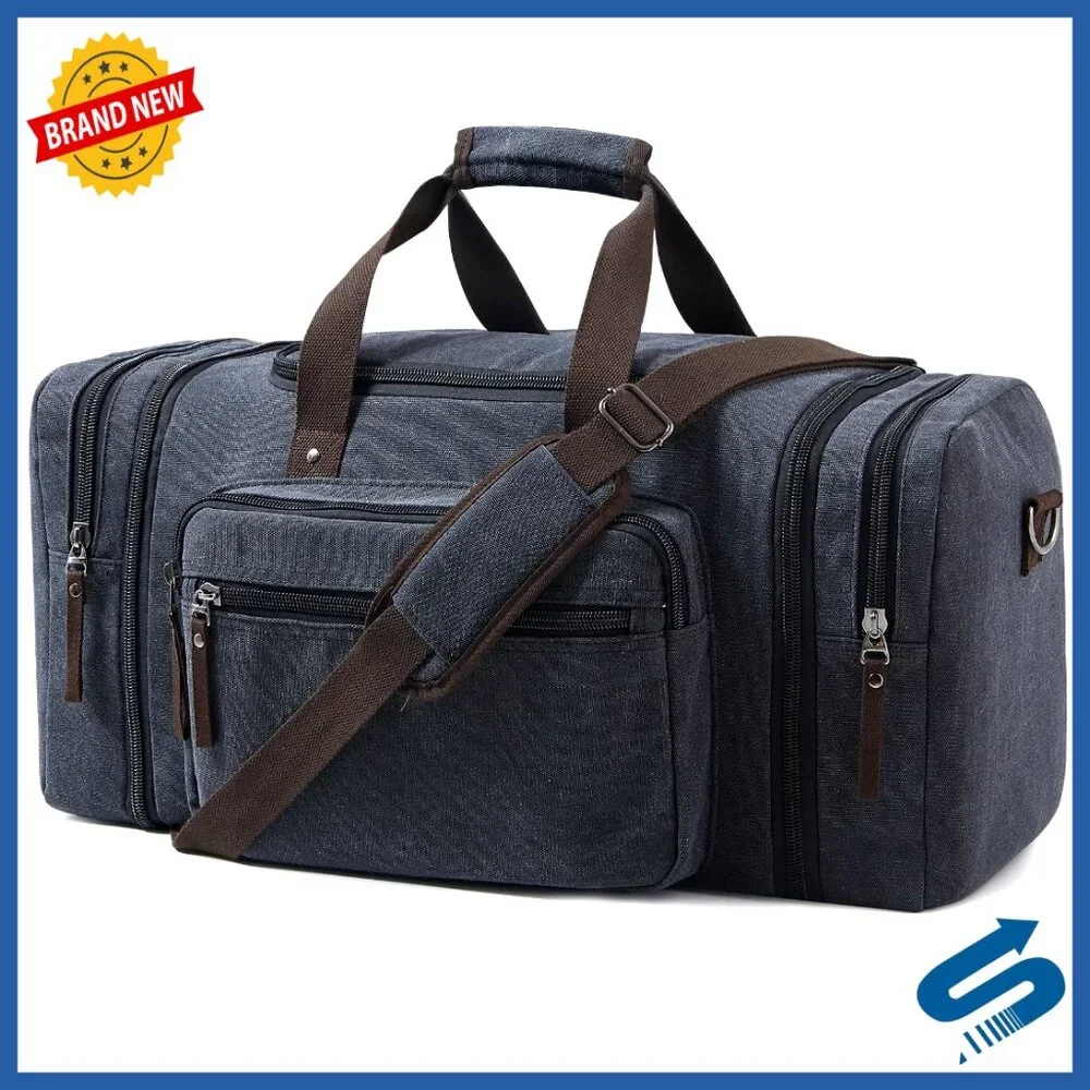 Canvas Expandable Duffle Bag Travel Weekender Overnight Gym Carry On Duffel